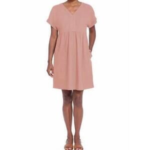 Briggs Pink Linen Blend Baby Doll Dress
